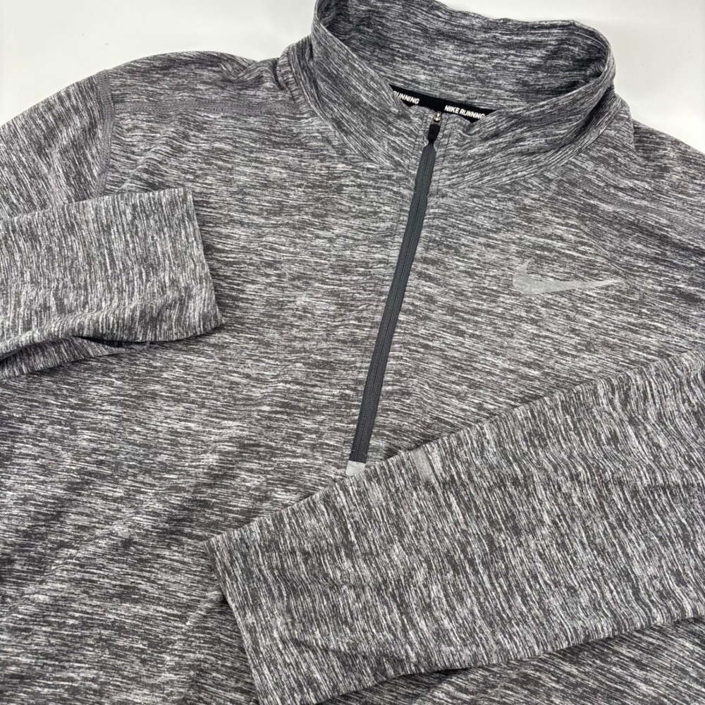 Nike Mens Pullover Large Gray‎ Heathered Dri-Fit Quarter Zip 683485-021 Running